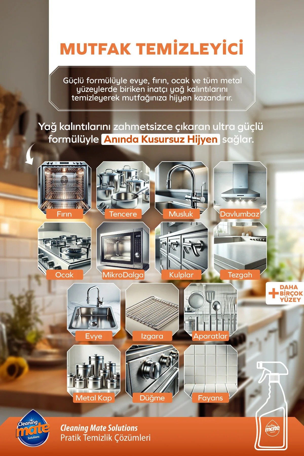 Ultra Güçlü Yağ Çözücü Mutfak Temizleyicisi