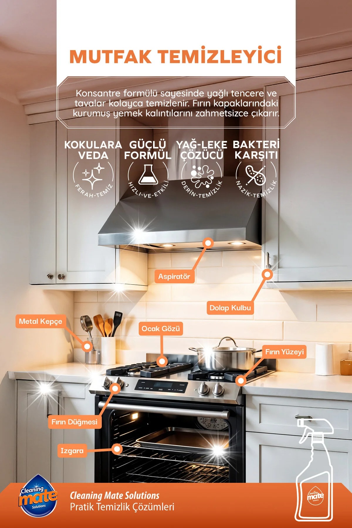 Ultra Güçlü Yağ Çözücü Mutfak Temizleyicisi